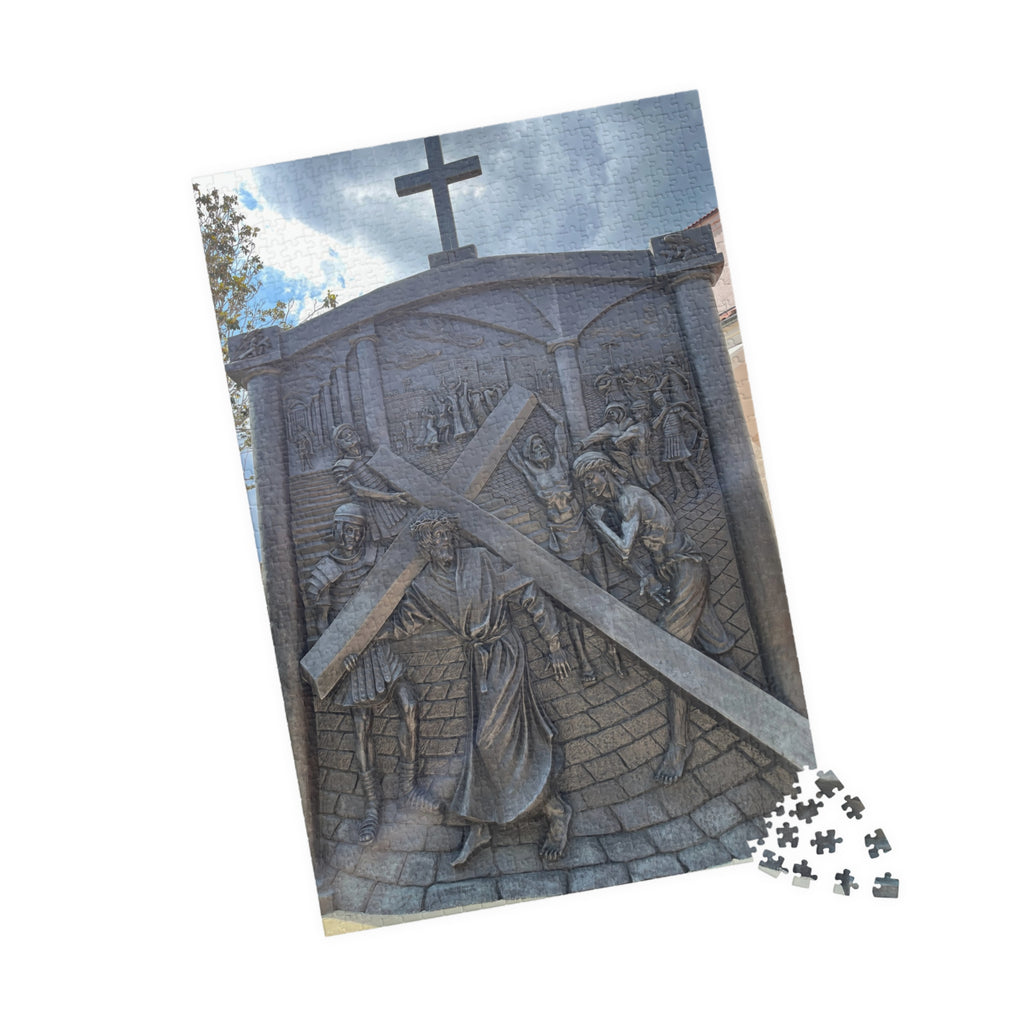 Second Station of the Cross, Jesus carrying the Cross Puzzle — Wooden Christian Faith Jigsaw (110/252/520/1014 pcs)