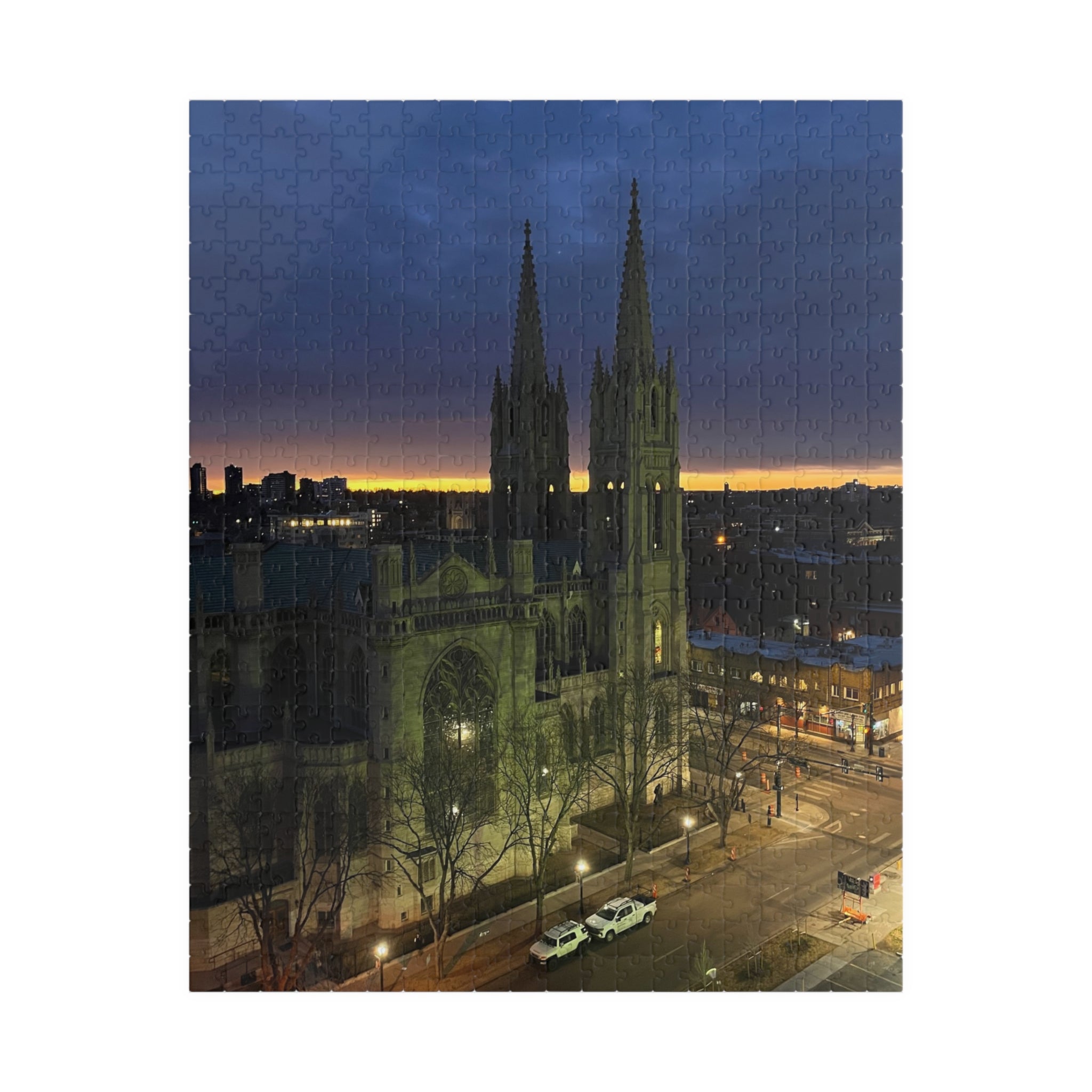 Cathedral at Dusk Jigsaw Puzzle — 110/252/520/1014-Piece Scenic Puzzle