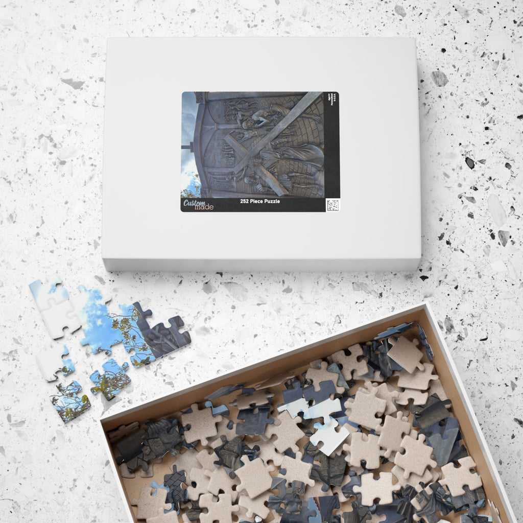 Second Station of the Cross, Jesus carrying the Cross Puzzle — Wooden Christian Faith Jigsaw (110/252/520/1014 pcs)