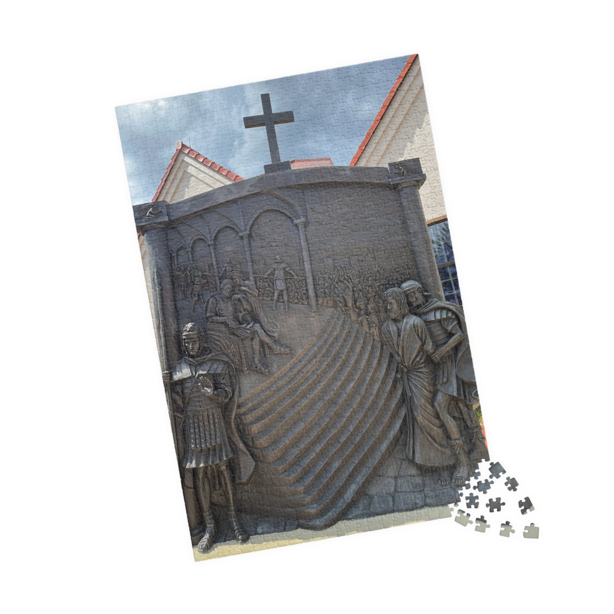 The first Station of the Cross, Jesus is condemned to death — Bronze Cross Memorial Jigsaw (110–1014 pcs)