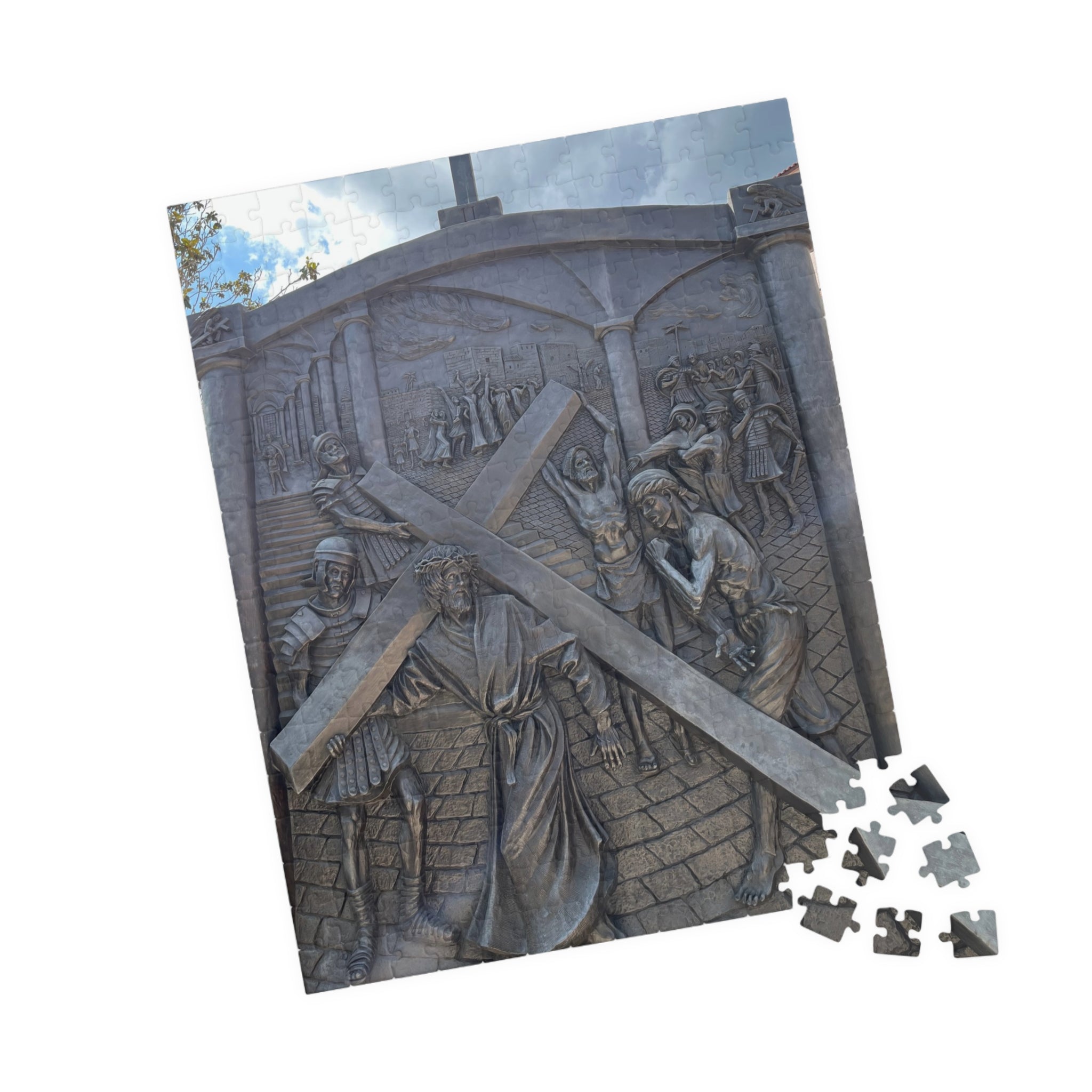 Second Station of the Cross, Jesus carrying the Cross Puzzle — Wooden Christian Faith Jigsaw (110/252/520/1014 pcs)