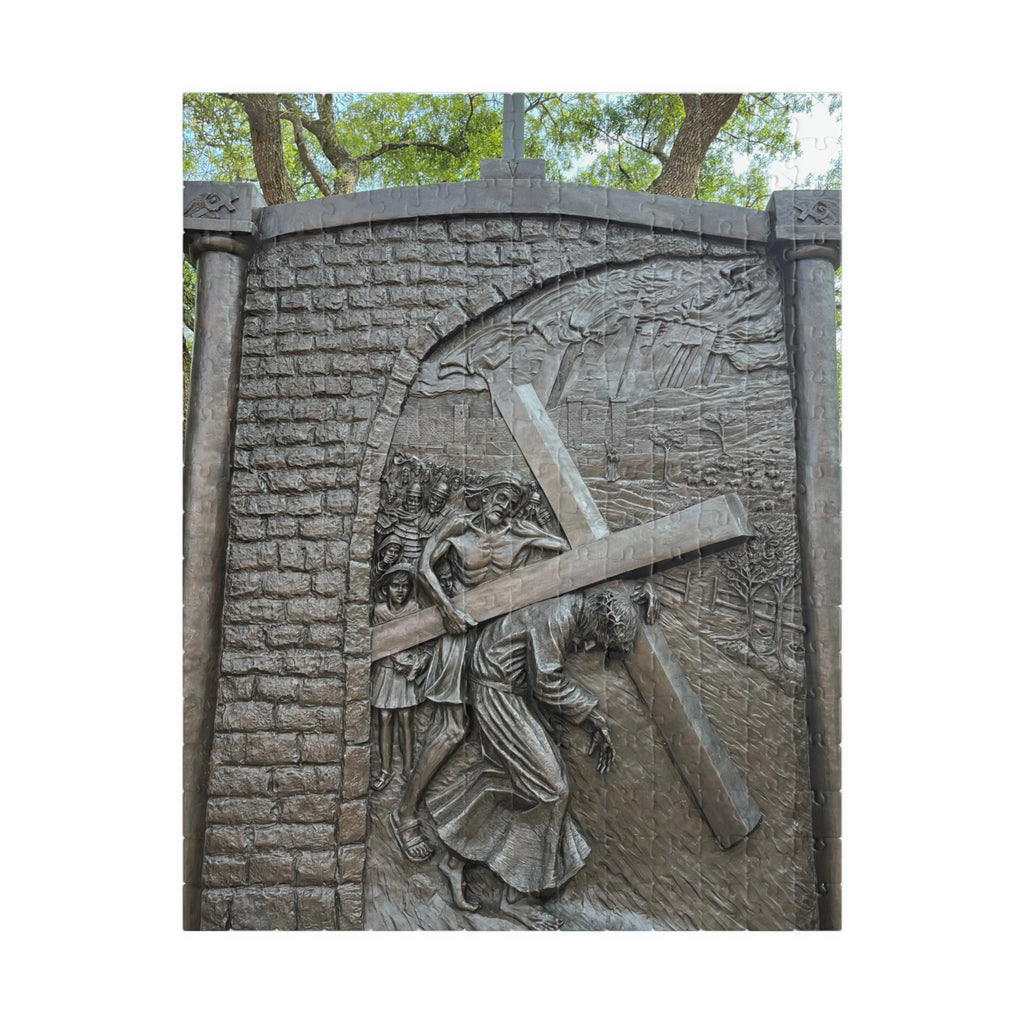 The Fifth Station of the Cross Puzzle, Where Simon of Cyrene is Made to Help Jesus Bear the Cross — Religious Christian Jigsaw (252/520/1014 pcs)