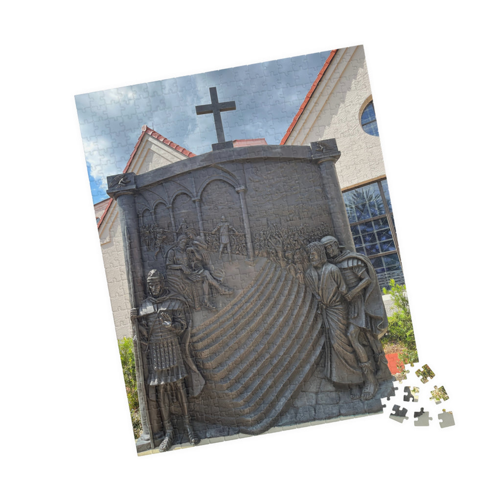 The first Station of the Cross, Jesus is condemned to death — Bronze Cross Memorial Jigsaw (110–1014 pcs)