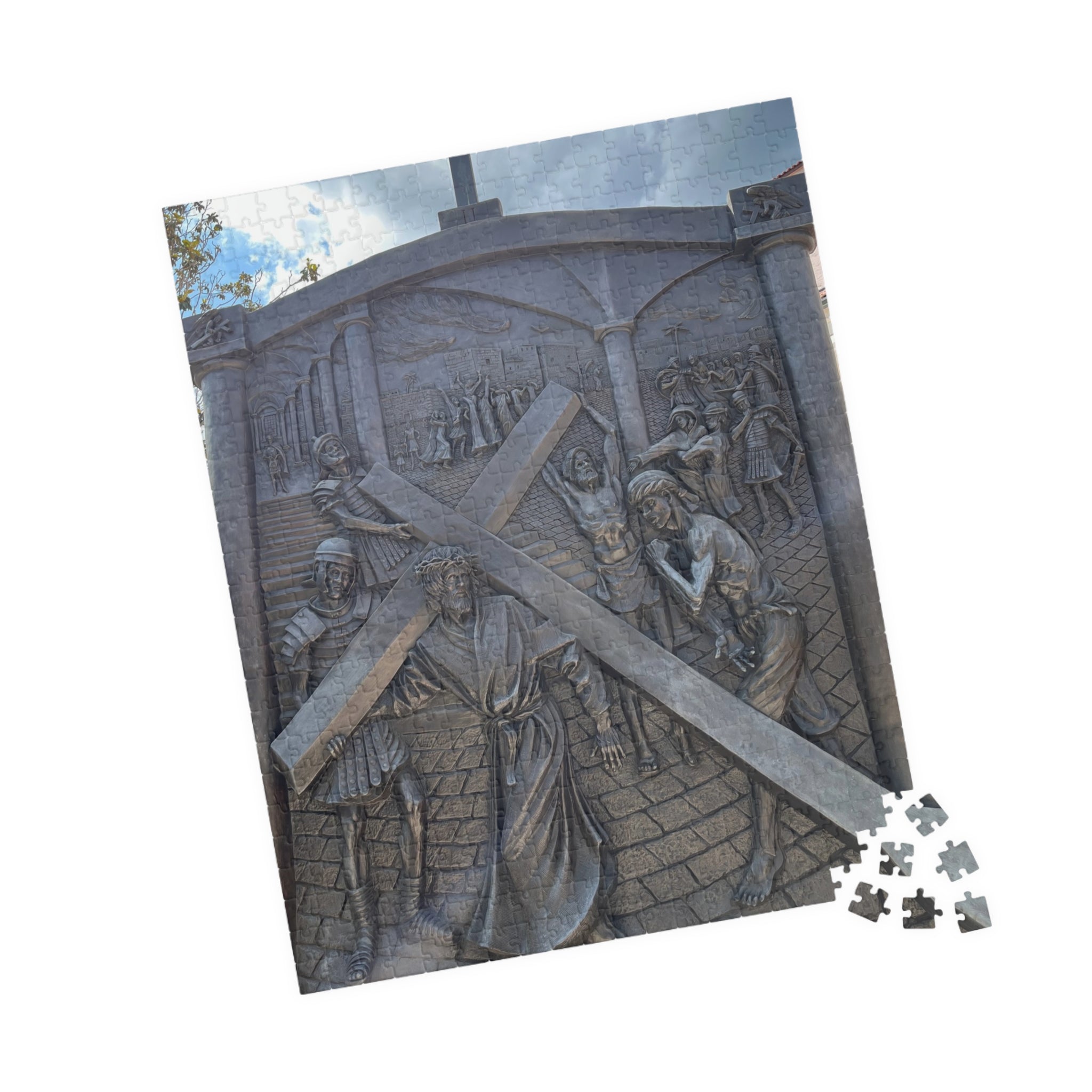 Second Station of the Cross, Jesus carrying the Cross Puzzle — Wooden Christian Faith Jigsaw (110/252/520/1014 pcs)