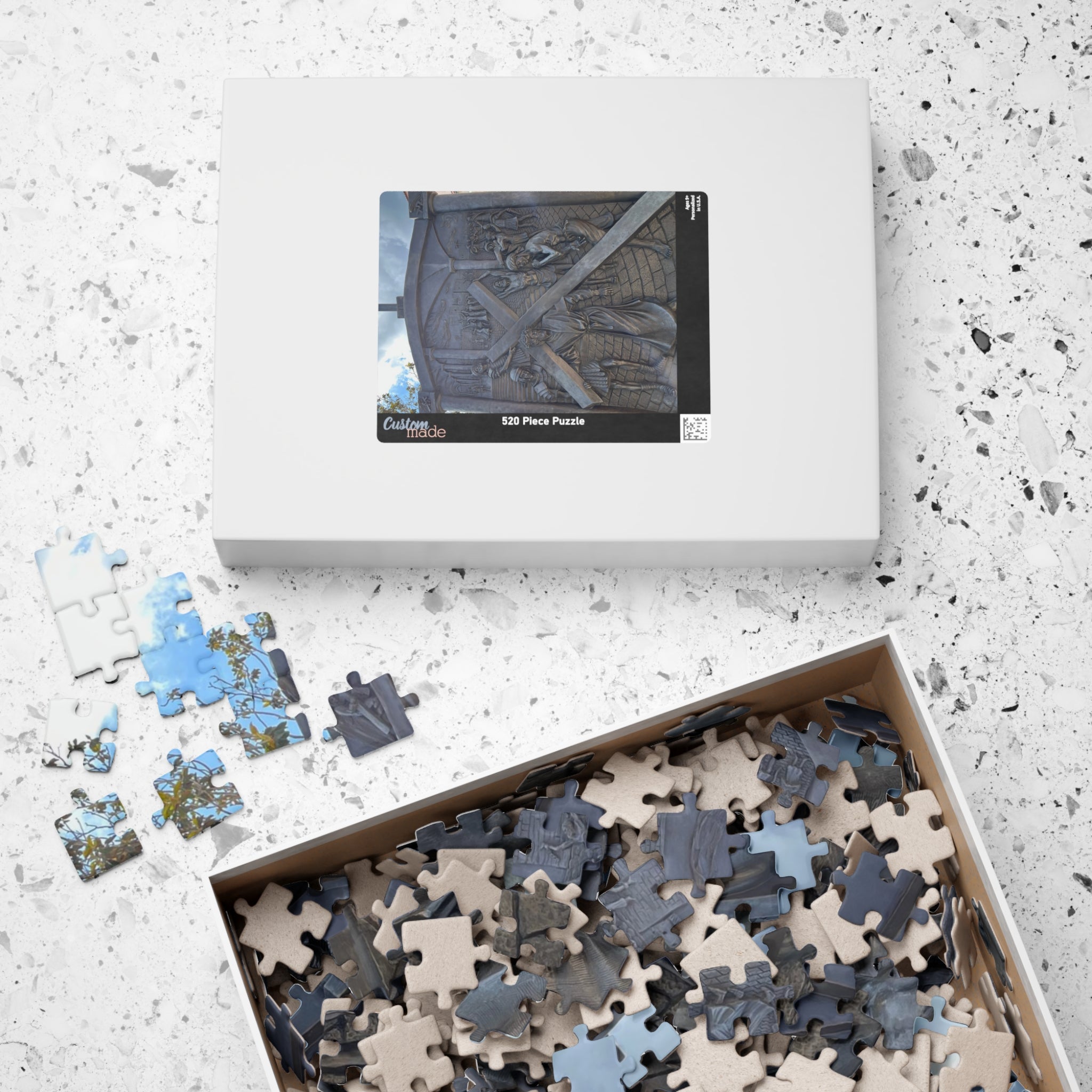 Second Station of the Cross, Jesus carrying the Cross Puzzle — Wooden Christian Faith Jigsaw (110/252/520/1014 pcs)