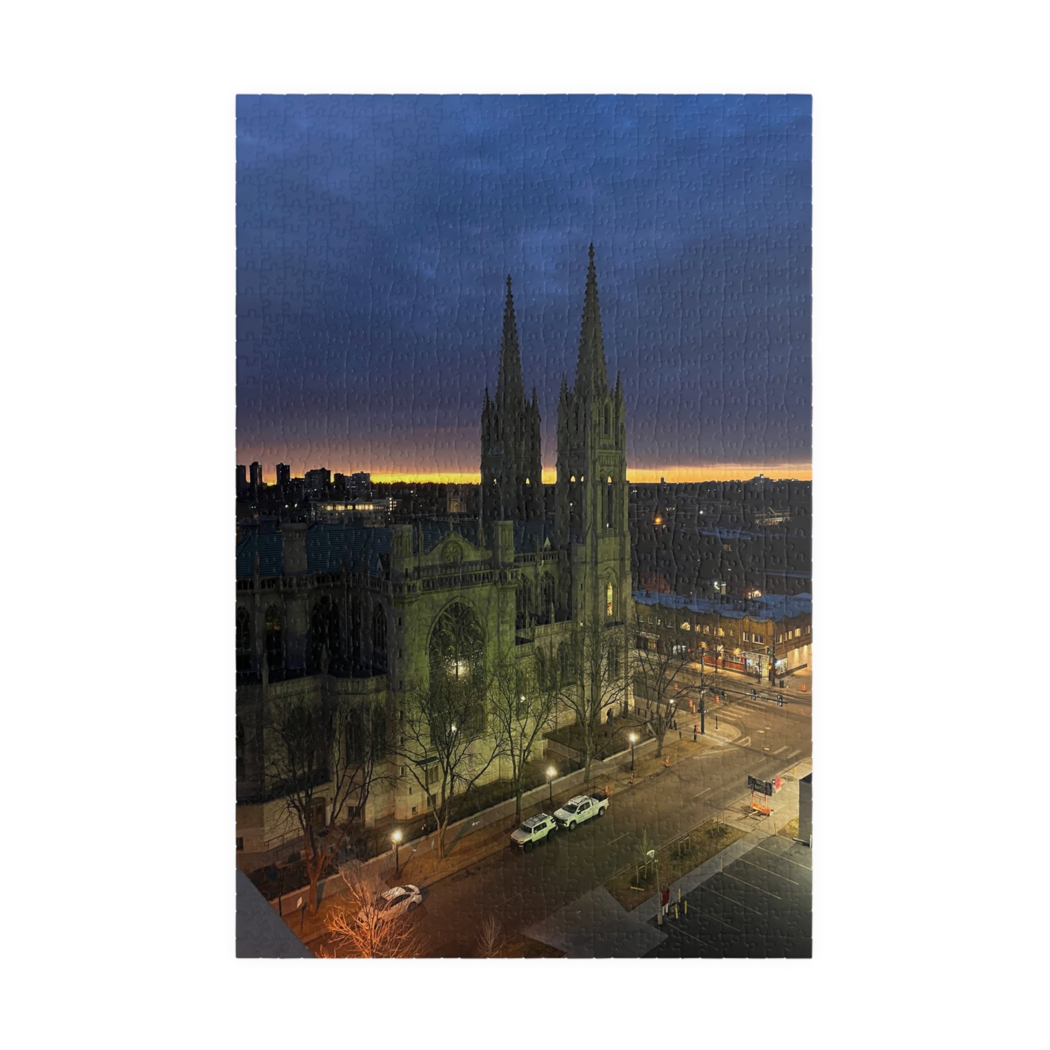 Cathedral at Dusk Jigsaw Puzzle — 110/252/520/1014-Piece Scenic Puzzle