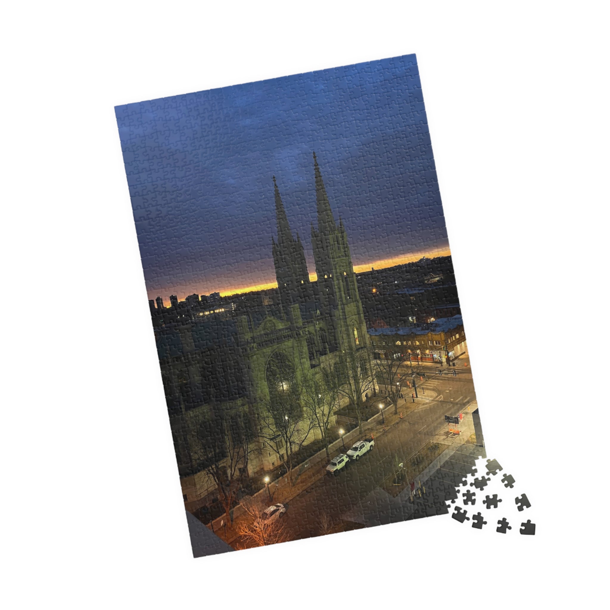 Cathedral at Dusk Jigsaw Puzzle — 110/252/520/1014-Piece Scenic Puzzle