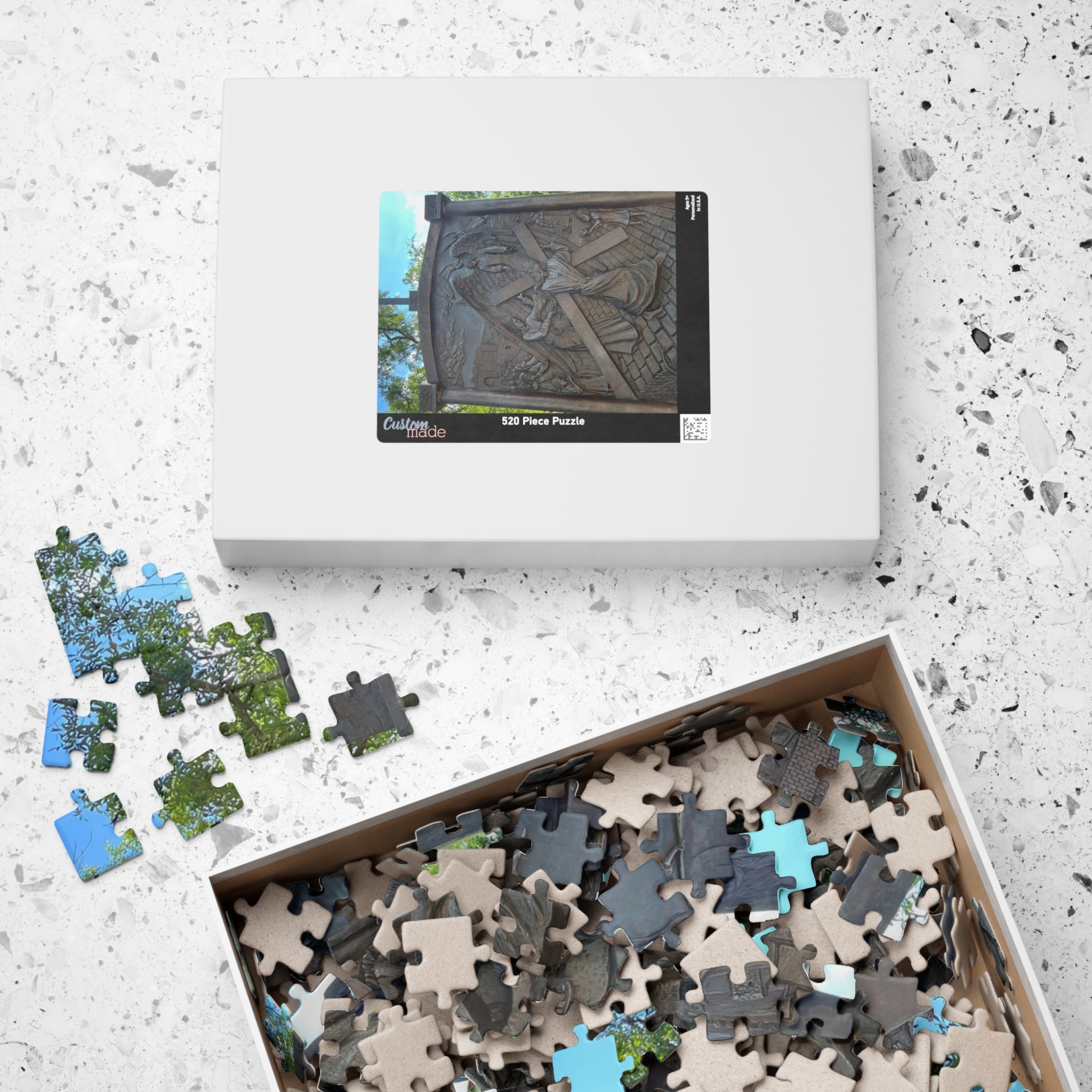 The Sixth Station of the Cross Puzzle, Where Saint Veronica Wipes the Face of Jesus — Wooden Relief Church Art Jigsaw (252–1014 pcs)