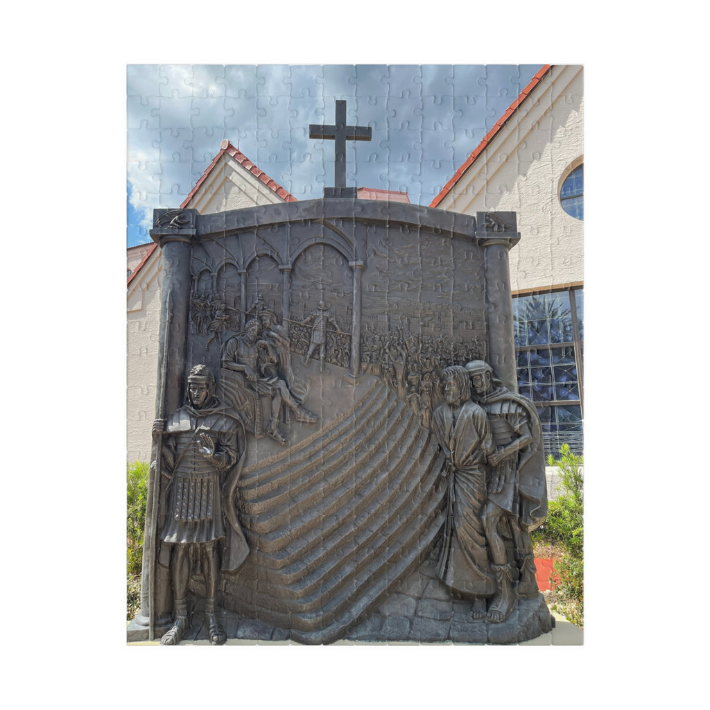 The first Station of the Cross, Jesus is condemned to death — Bronze Cross Memorial Jigsaw (110–1014 pcs)