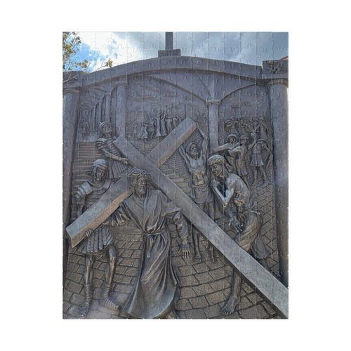 Second Station of the Cross, Jesus carrying the Cross Puzzle — Wooden Christian Faith Jigsaw (110/252/520/1014 pcs)