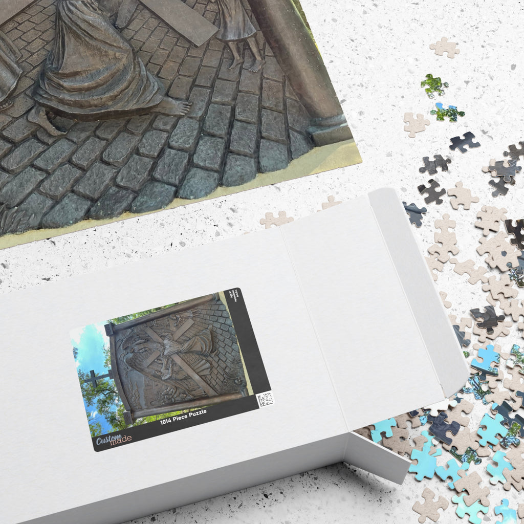 The Sixth Station of the Cross Puzzle, Where Saint Veronica Wipes the Face of Jesus — Wooden Relief Church Art Jigsaw (252–1014 pcs)