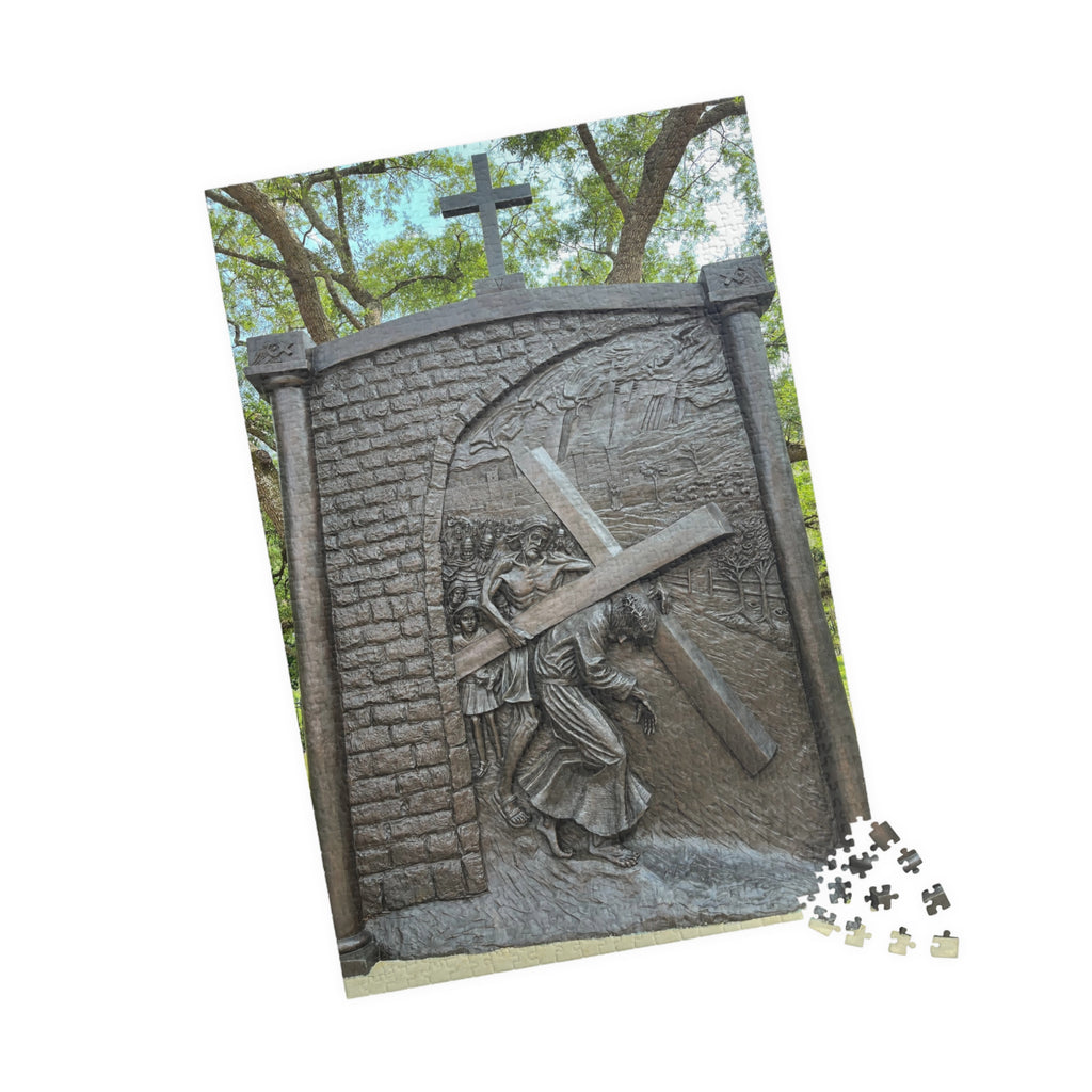 The Fifth Station of the Cross Puzzle, Where Simon of Cyrene is Made to Help Jesus Bear the Cross — Religious Christian Jigsaw (252/520/1014 pcs)