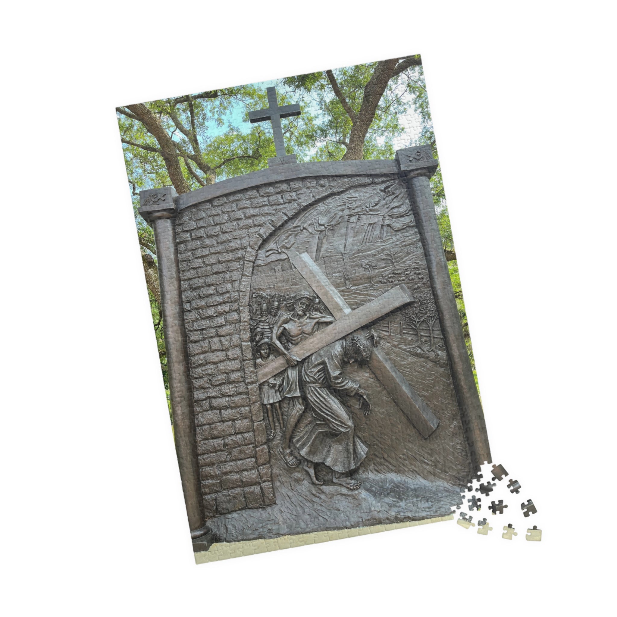 The Fifth Station of the Cross Puzzle, Where Simon of Cyrene is Made to Help Jesus Bear the Cross — Religious Christian Jigsaw (252/520/1014 pcs)
