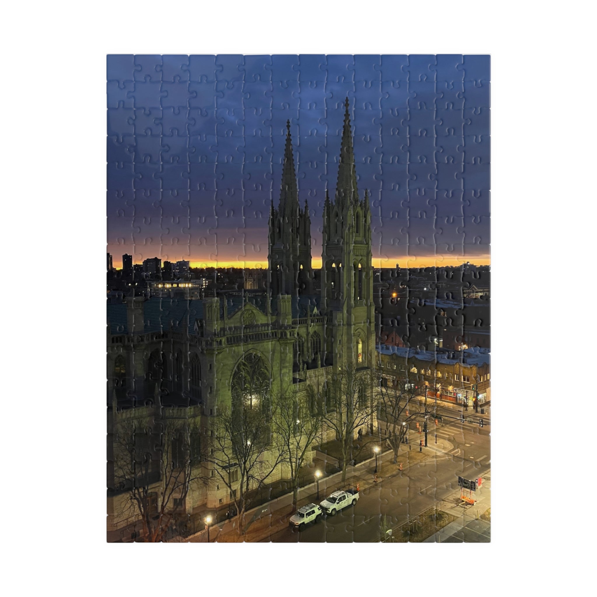 Cathedral at Dusk Jigsaw Puzzle — 110/252/520/1014-Piece Scenic Puzzle