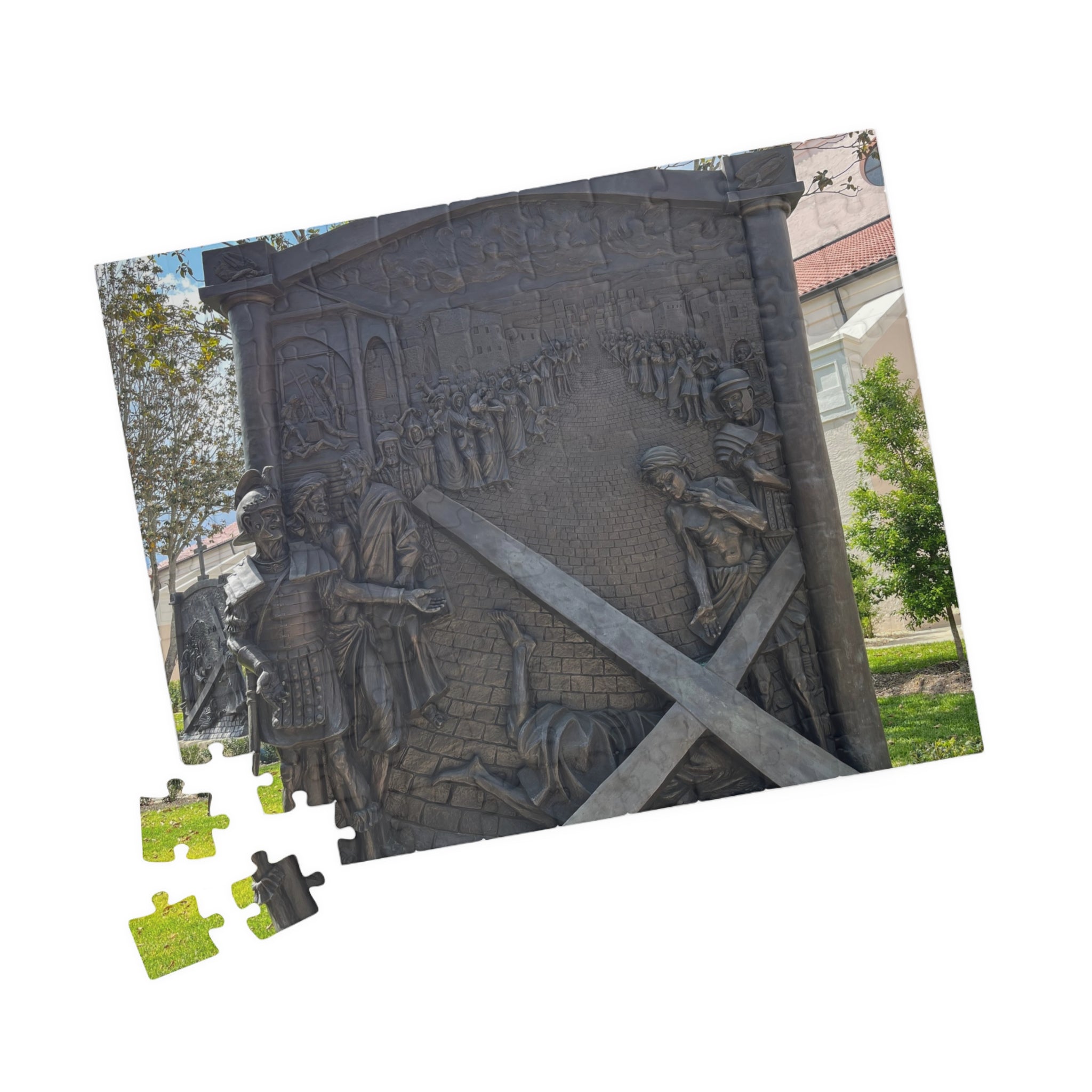 Historic Bronze Relief Photo Puzzle — Cathedral Monument Jigsaw (110–1014 pcs)