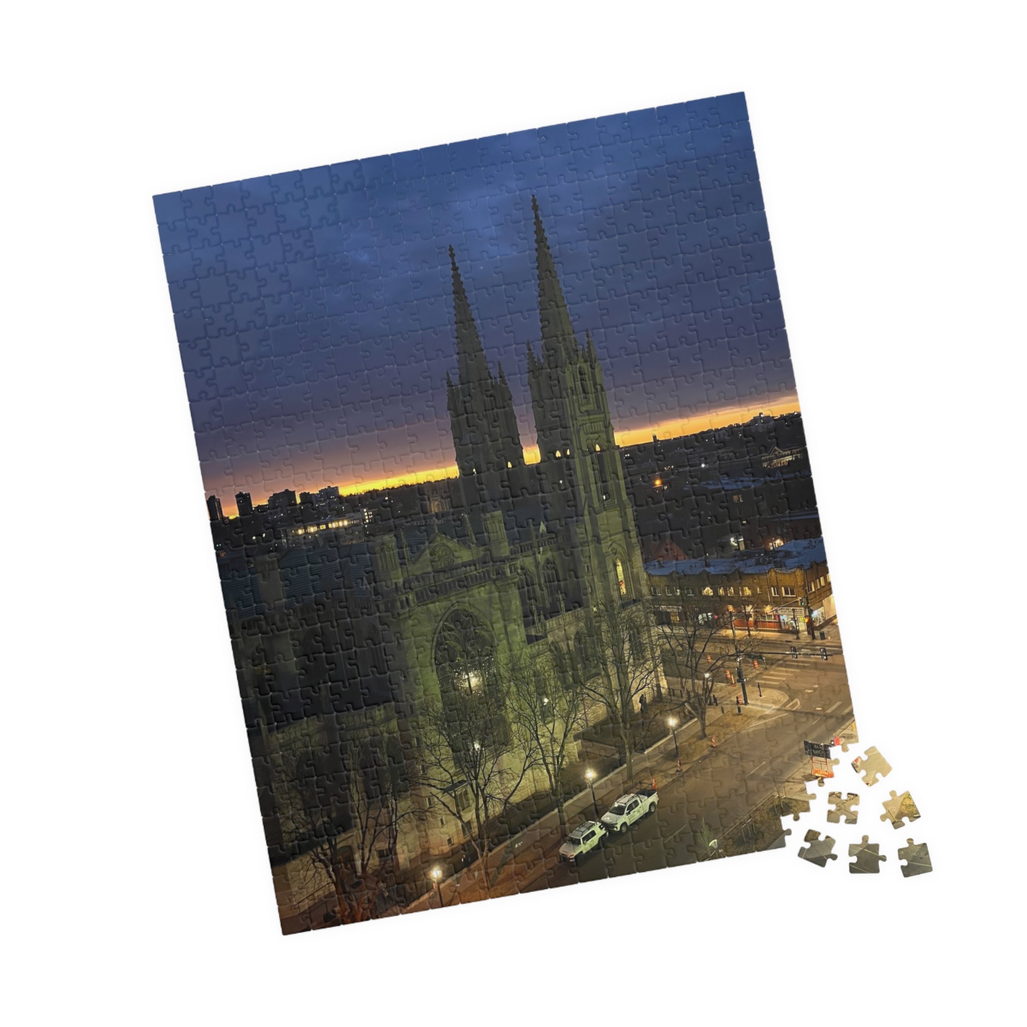 Cathedral at Dusk Jigsaw Puzzle — 110/252/520/1014-Piece Scenic Puzzle
