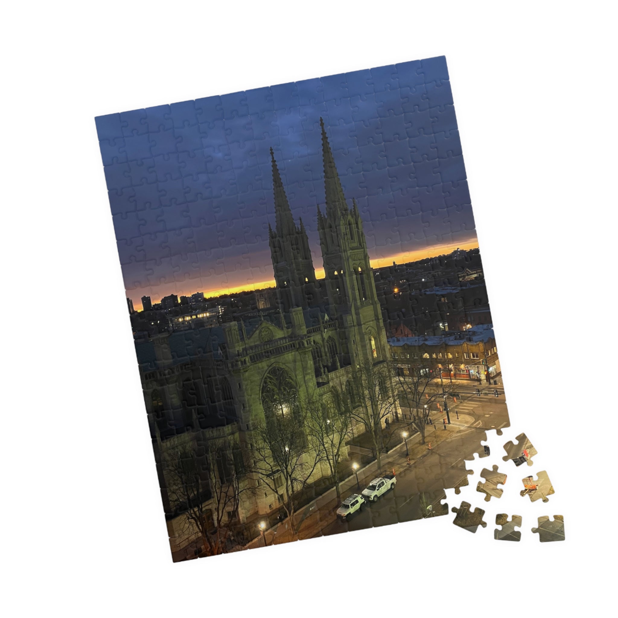 Cathedral at Dusk Jigsaw Puzzle — 110/252/520/1014-Piece Scenic Puzzle