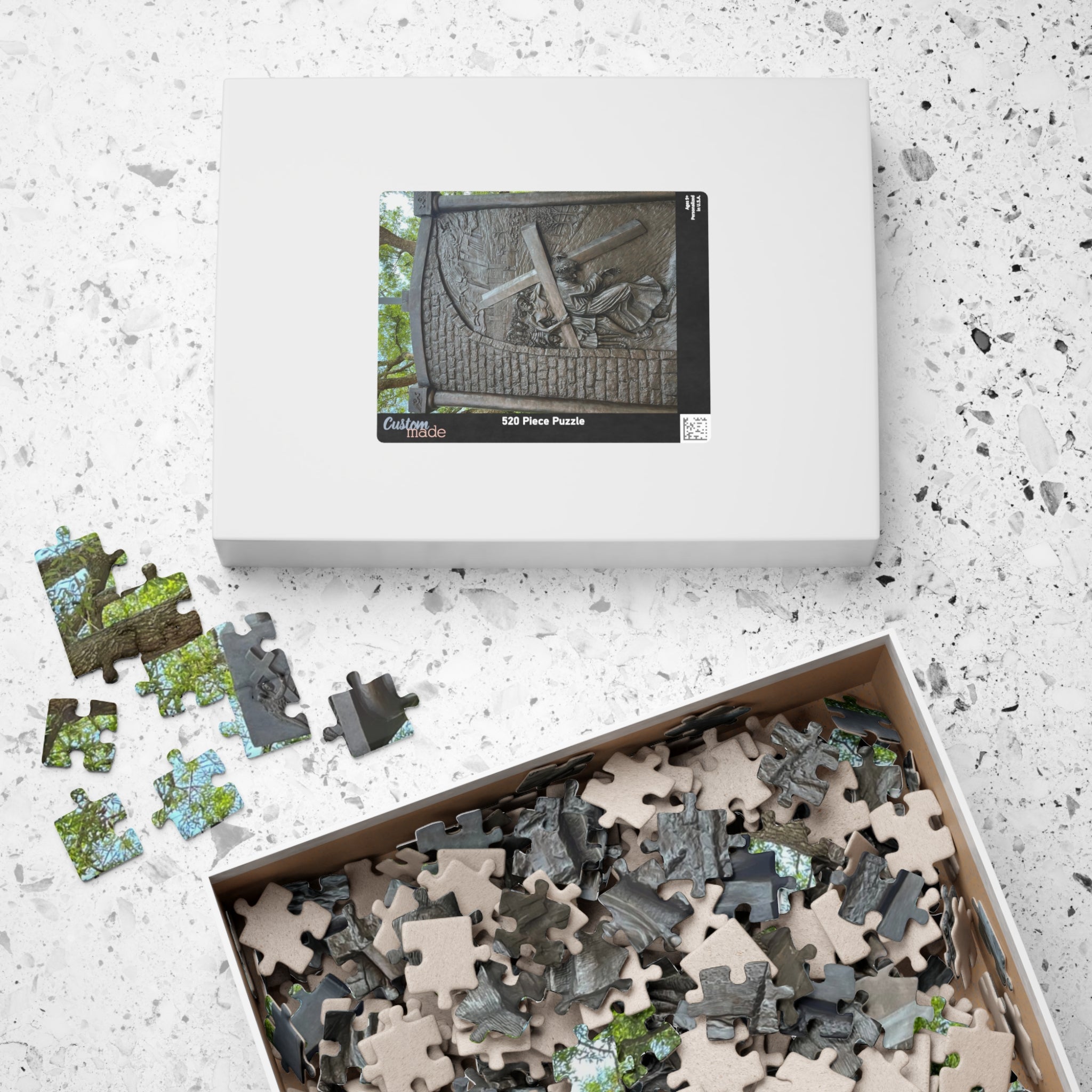 The Fifth Station of the Cross Puzzle, Where Simon of Cyrene is Made to Help Jesus Bear the Cross — Religious Christian Jigsaw (252/520/1014 pcs)