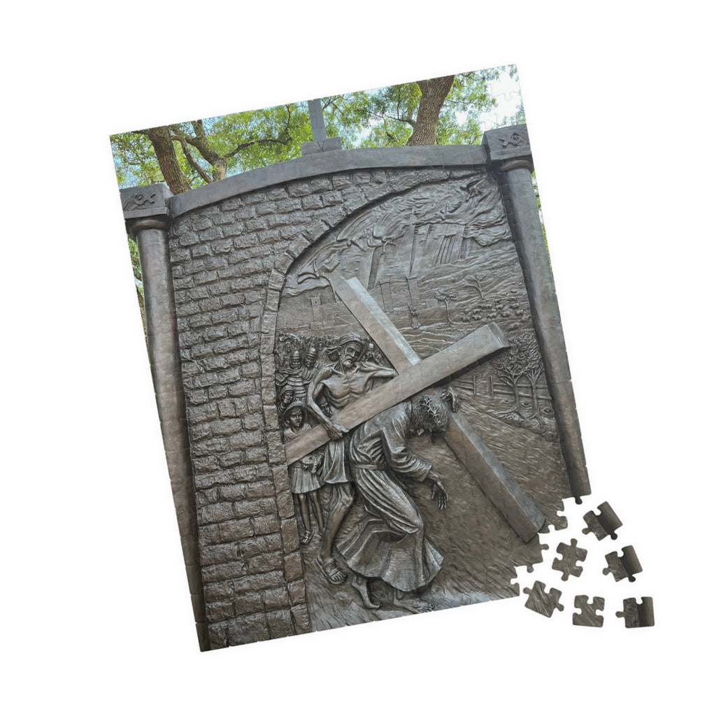 The Fifth Station of the Cross Puzzle, Where Simon of Cyrene is Made to Help Jesus Bear the Cross — Religious Christian Jigsaw (252/520/1014 pcs)