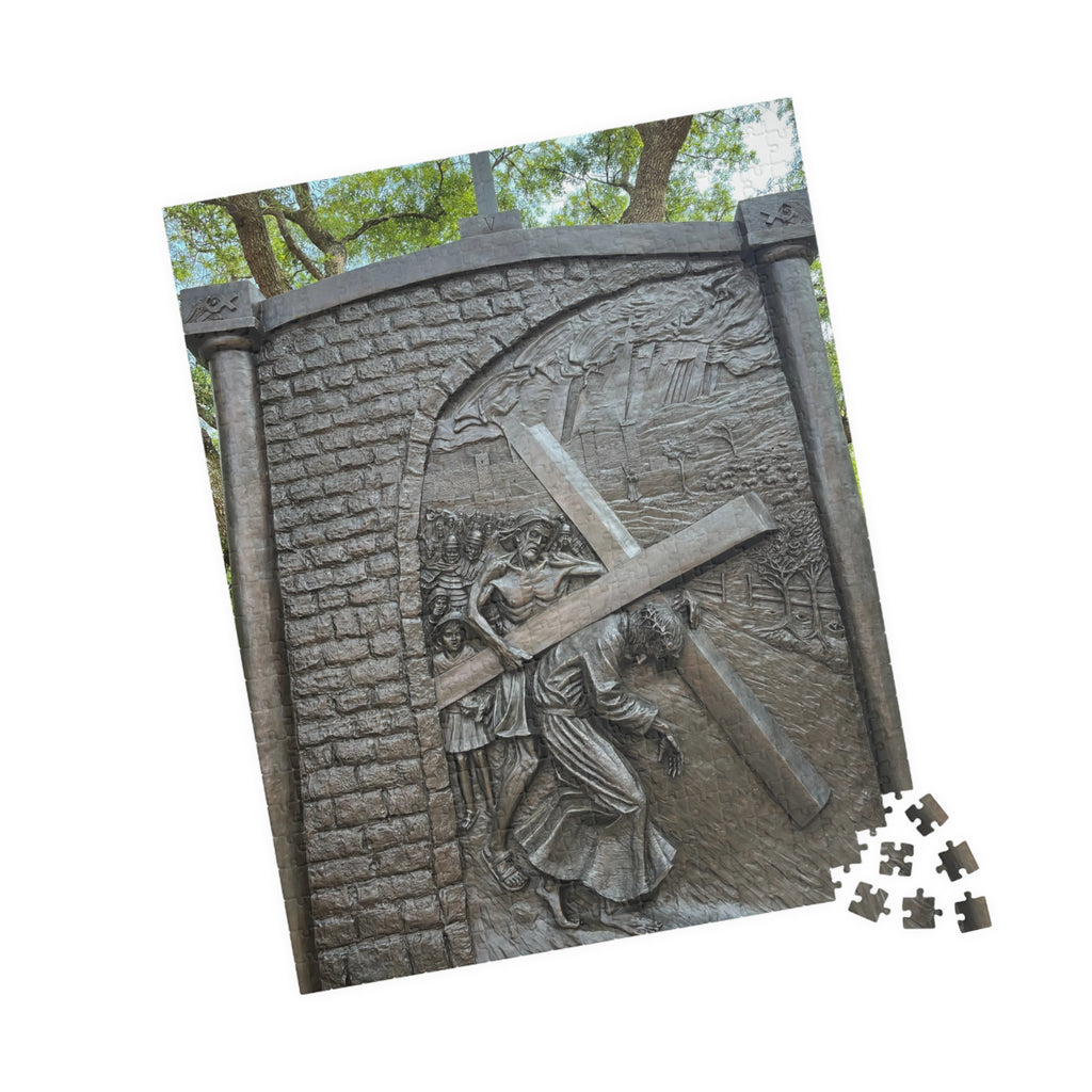 The Fifth Station of the Cross Puzzle, Where Simon of Cyrene is Made to Help Jesus Bear the Cross — Religious Christian Jigsaw (252/520/1014 pcs)
