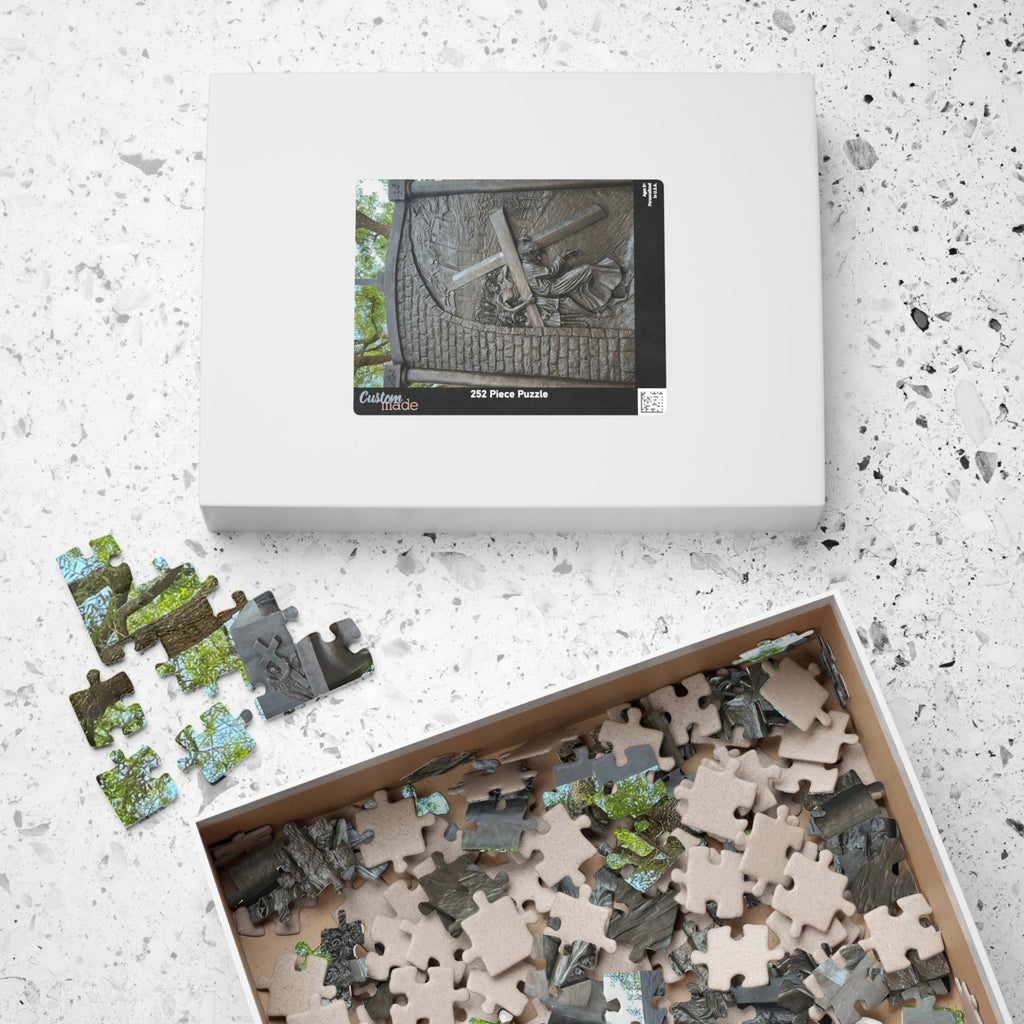 The Fifth Station of the Cross Puzzle, Where Simon of Cyrene is Made to Help Jesus Bear the Cross — Religious Christian Jigsaw (252/520/1014 pcs)