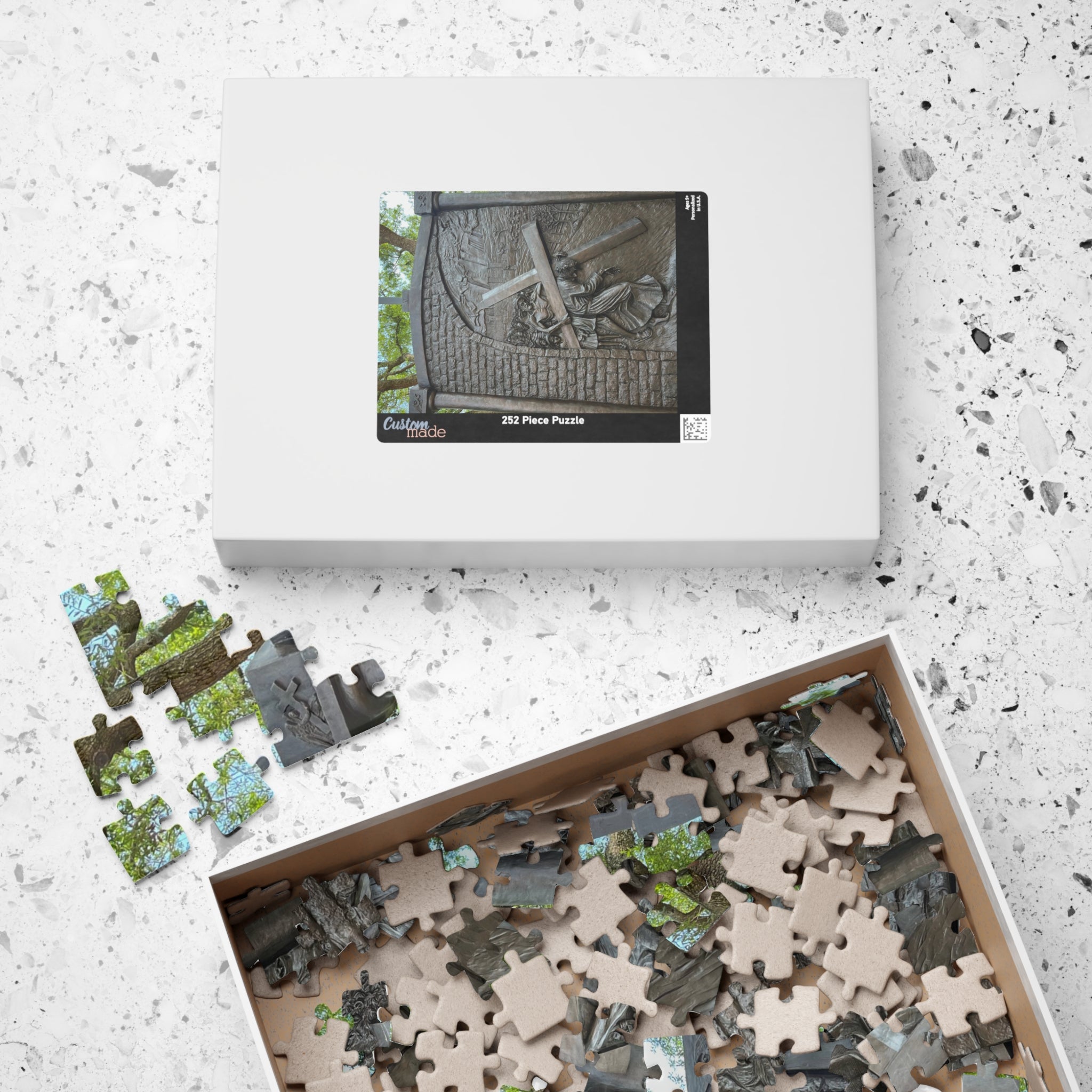 The Fifth Station of the Cross Puzzle, Where Simon of Cyrene is Made to Help Jesus Bear the Cross — Religious Christian Jigsaw (252/520/1014 pcs)
